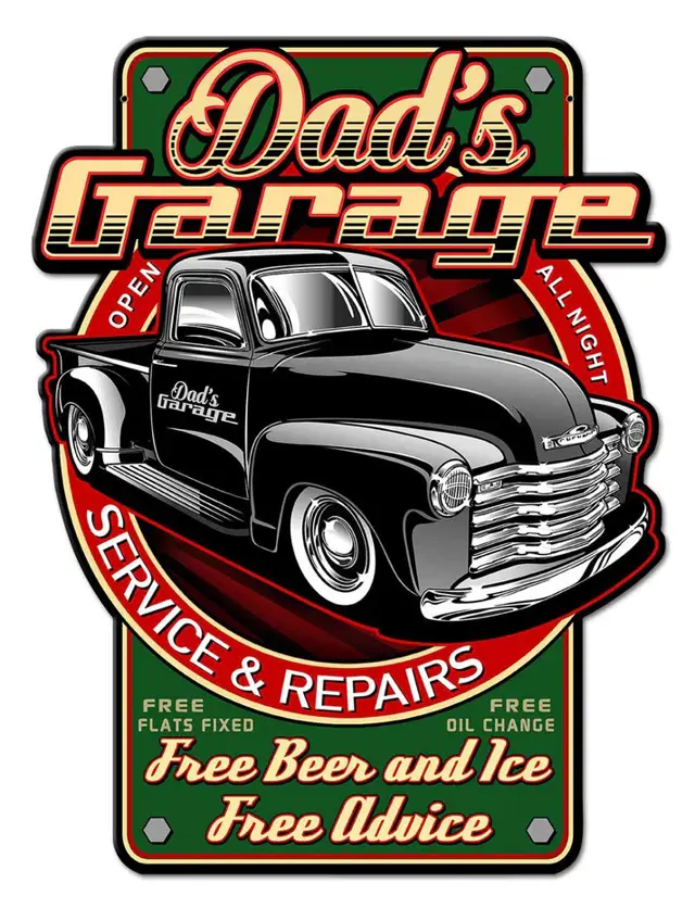 Dads Garage Plasma Cut Steel Sign 12"x16"