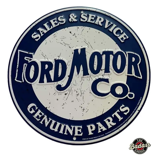 Ford Motor Co. Weathered 12" Round Embossed Tin Sign
