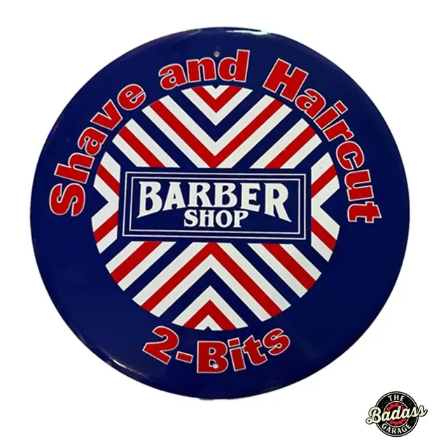Barber Shop 12" Round Metal Sign