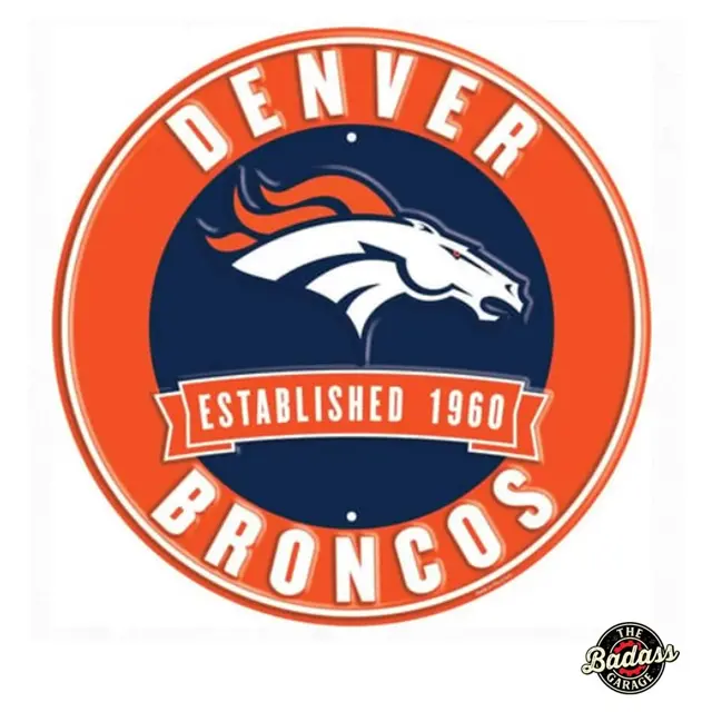 Denver Broncos 12" Round Embossed Tin Sign