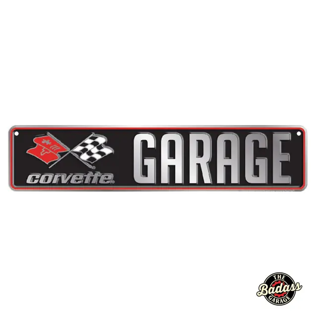 Corvette Garage 18" Embossed Tin Street Sign