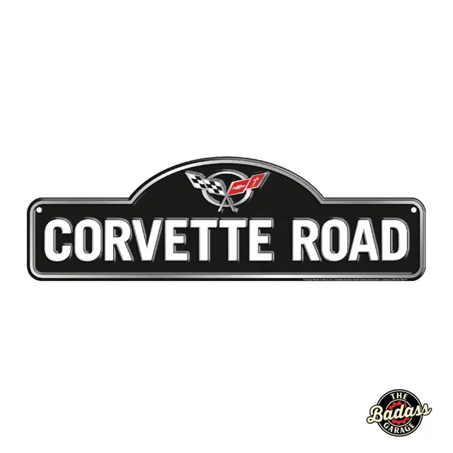 Corvette Road 18" Arched Top Embossed Tin Street Sign