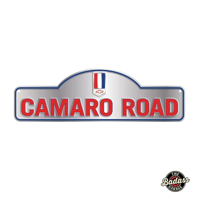 Camaro Road 18" Arched Top Embossed Tin Street Sign