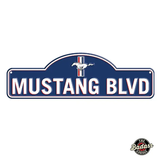Mustang Boulevard 18" Arched Top Embossed Tin Street Sign