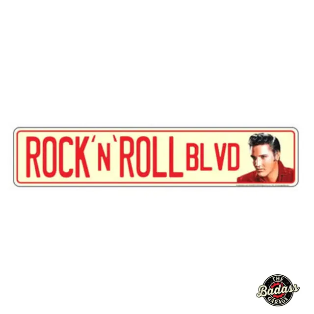 Elvis Rock n Roll BLVD 24" Embossed Tin Street Sign