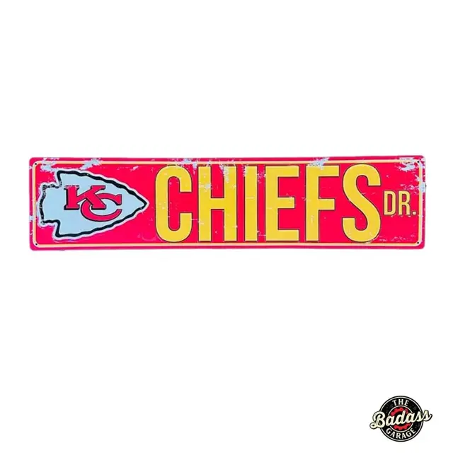 NFL Kansas City Cheifs 24" Embossed Tin Street Sign